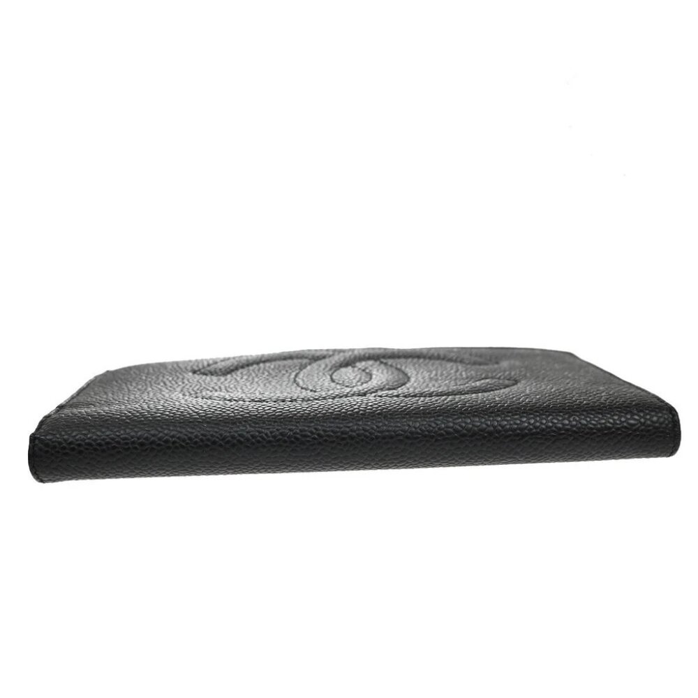 CHANEL CC LOGO Long Bifold Wallet Grained Calfskin Leather Black France - Picture 5 of 14